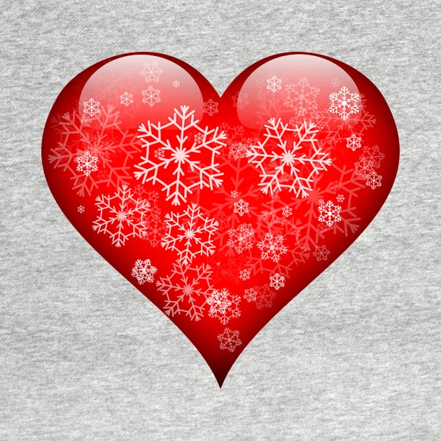 Love Snow - Red Heart with Snowflakes by BeachBumPics